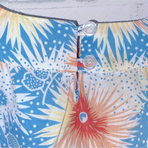 Steven Alan Girls Blue Orange Floral Smock Dress USA Made sz 3 - Picture 6 of 10